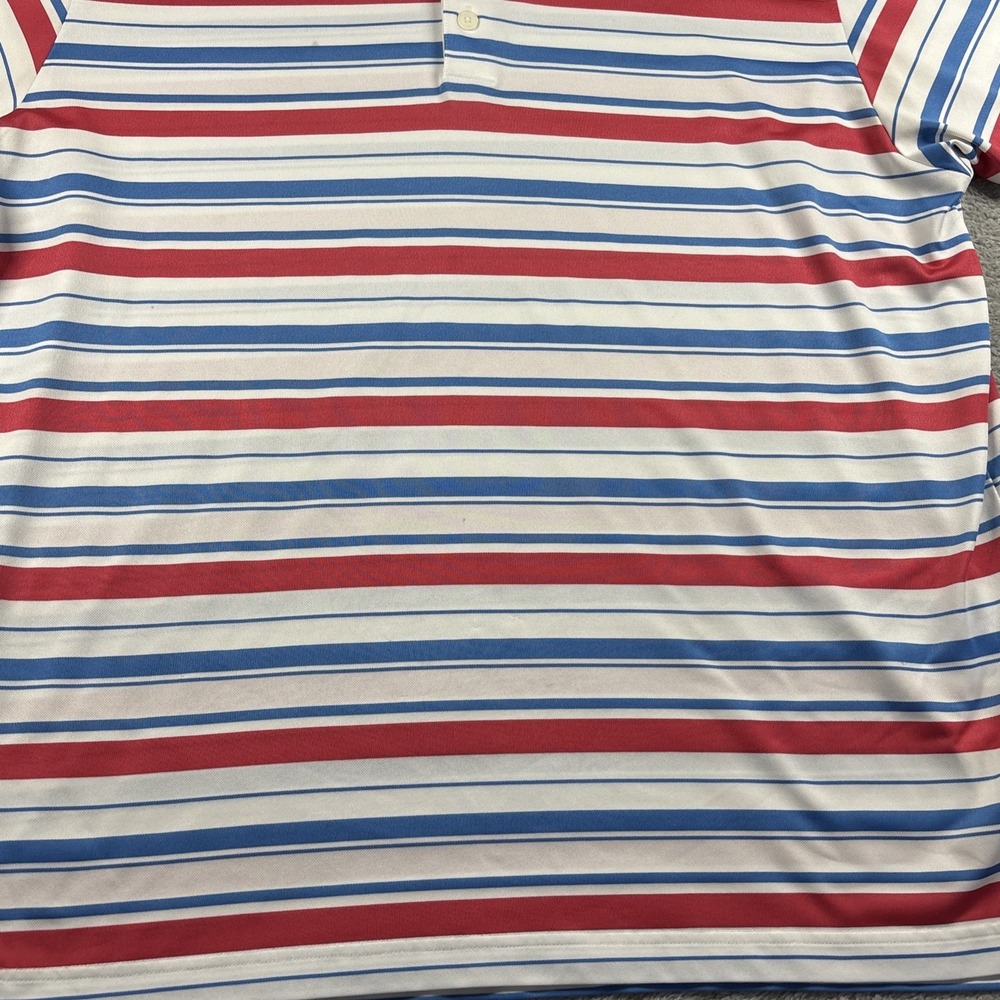 Adidas Golf Polo Climalite Red/Blue Striped Short Sleeve Shirt Size XL - Picture 6 of 12